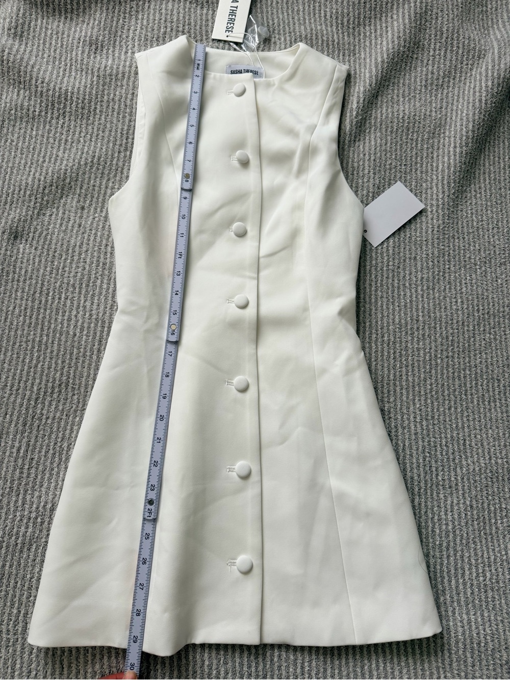 Sasha Therese Melody Sleeveless White Button-Front Mini Dress - Picture 11 of 12